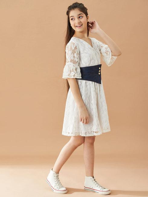Girls V-Neck Fit Flare Dress